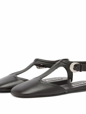 Jil Sander Women’s Mary Jane Sandal in Black Leather EU 35